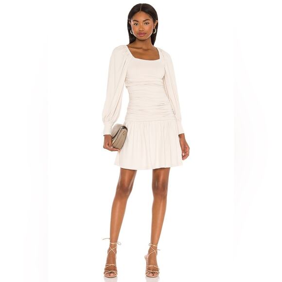 REVOLVE x SUSANA MONACO Gathered Ruched Square Neck Long Sleeve Poet Dress NWT L - Picture 1 of 9